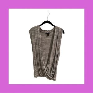 Banana Republic Grey & White Drapey Crossover Tank Top